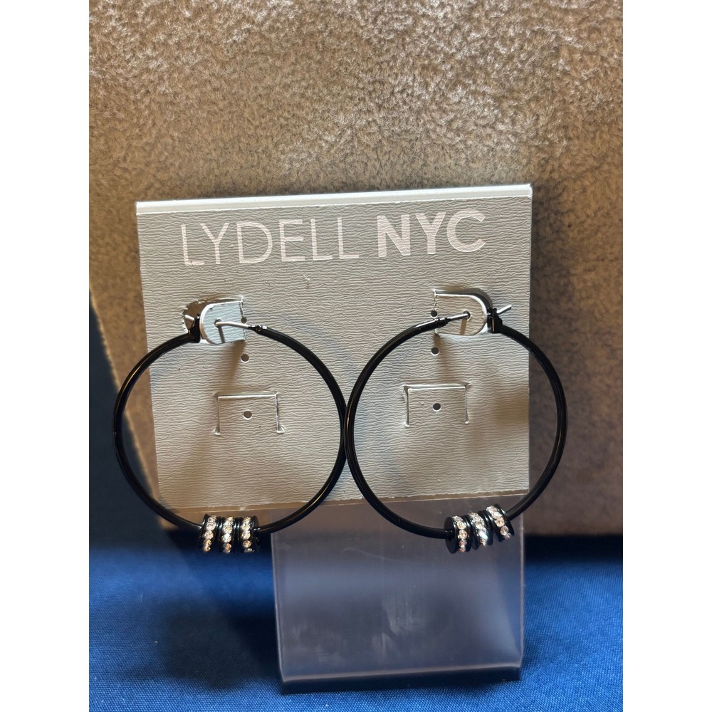 #3. Black Hoop Crystal Bead Charm Earrings